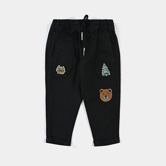 Infant Boys Cotton Twill Pant Stay Wild Bear-BLACK