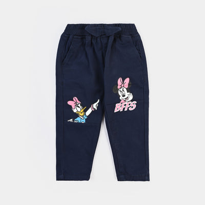 Infant Girls Twill Pant Character - Navy Blue