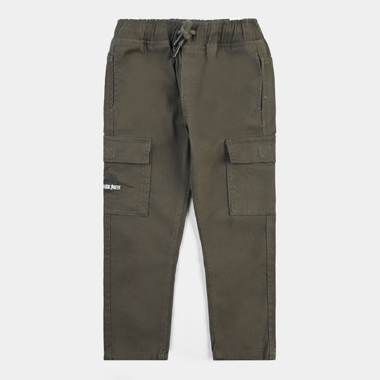 Boys Cotton Twill Pant-Olive Green