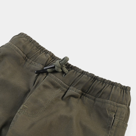 Boys Cotton Twill Pant-Olive Green