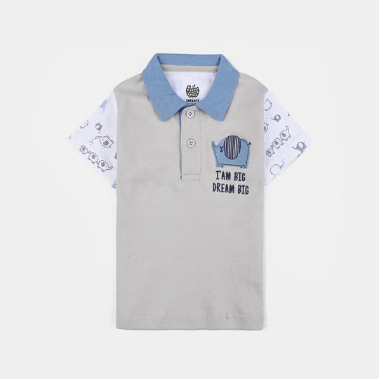 Infant Boys Cotton Interlock Polo-GREY