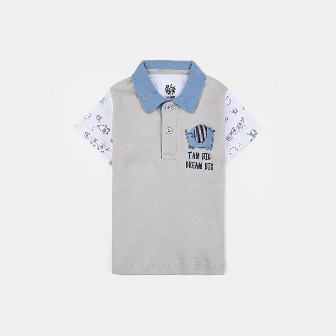 Infant Boys Cotton Interlock Polo-GREY