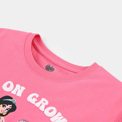 Girls Cotton Jersey T-Shirt H/S Keep On Growing-Hot Pink