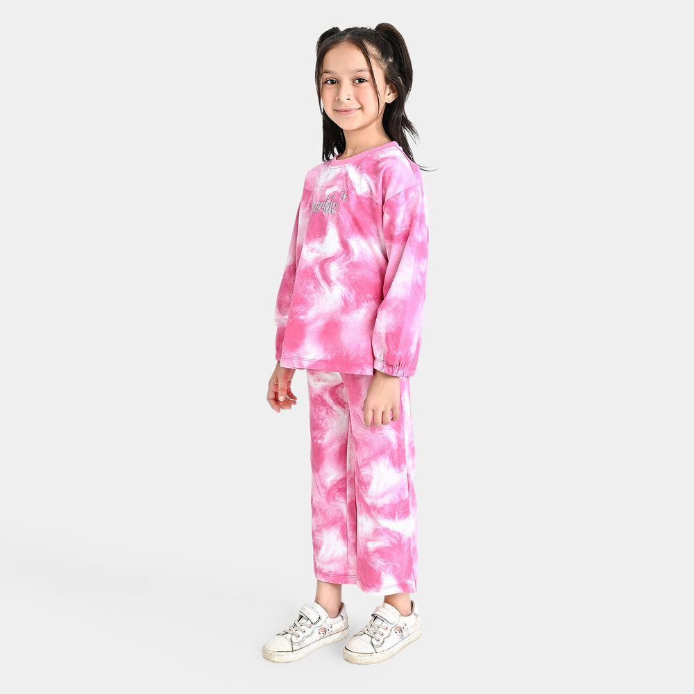 Girls Fleece 2 Piece Suit Sparkle-Pink