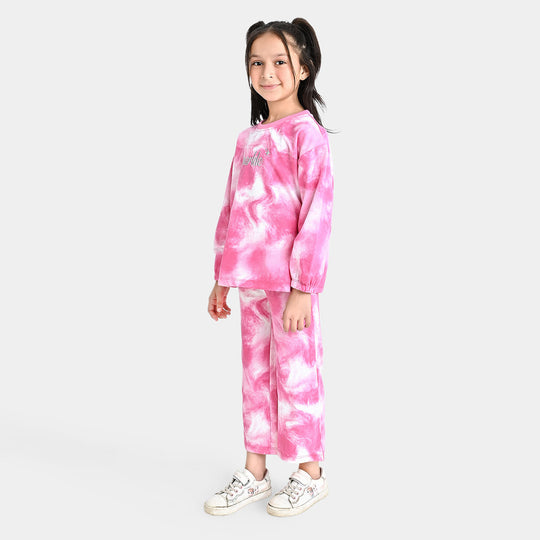 Girls Fleece 2 Piece Suit Sparkle-Pink