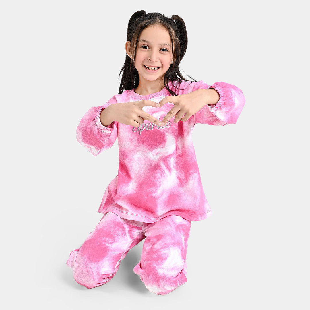 Girls Fleece 2 Piece Suit Sparkle-Pink