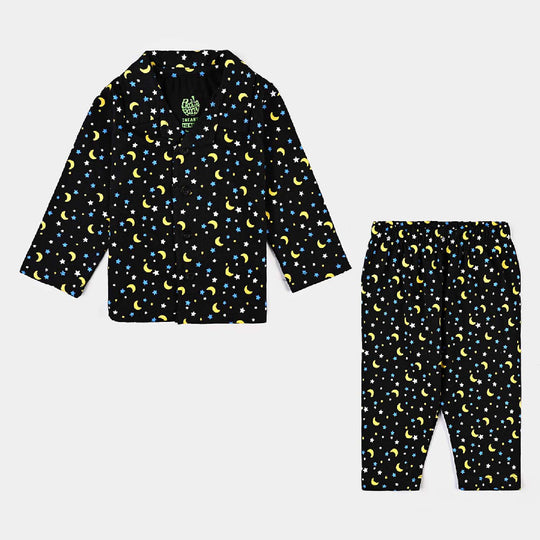 Infant Boys Poly Cotton Jersey Knitted Night Suit All Stars-Jet.Black