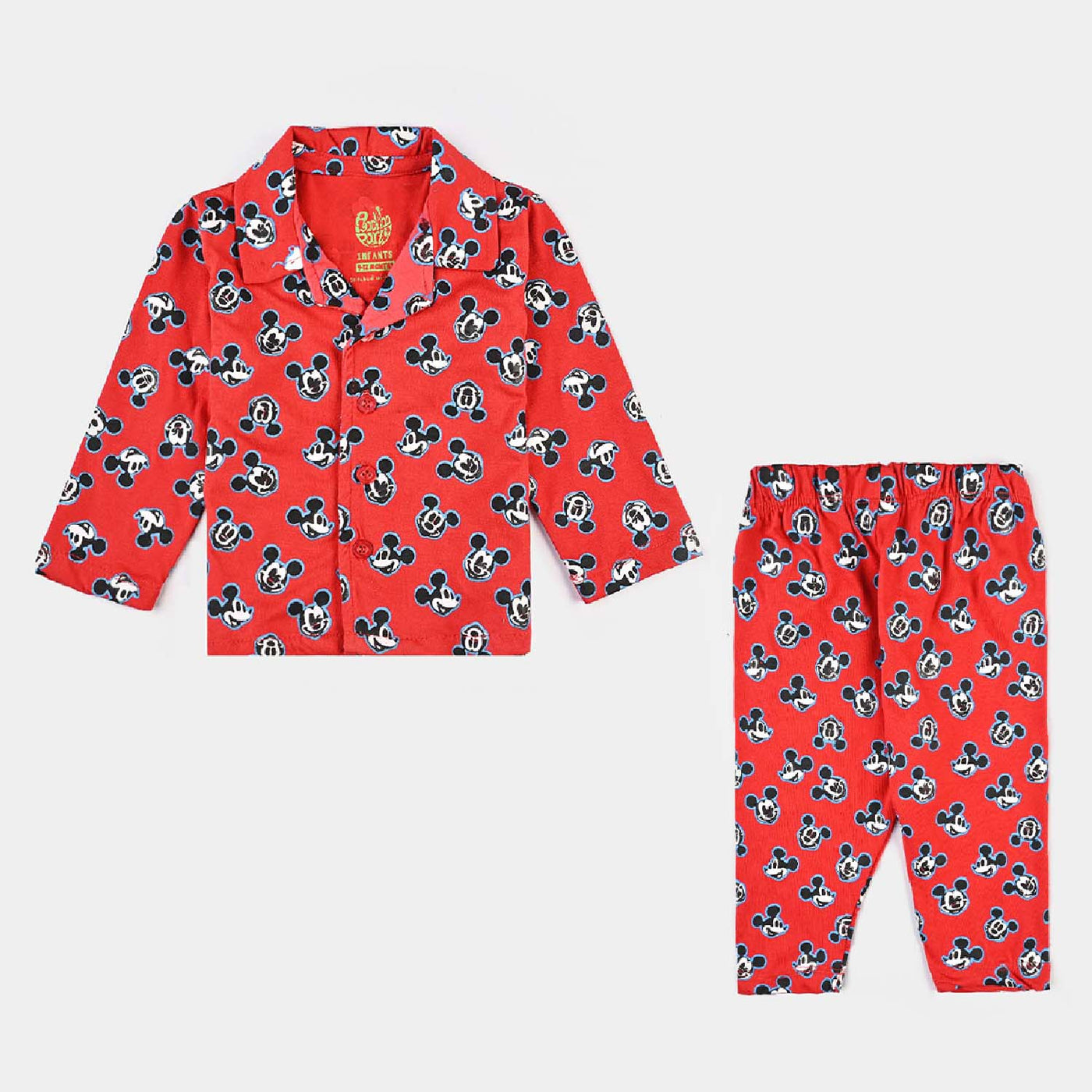 Infant Boys Poly Cotton Jersey Knitted Night Suit-H.R.Red