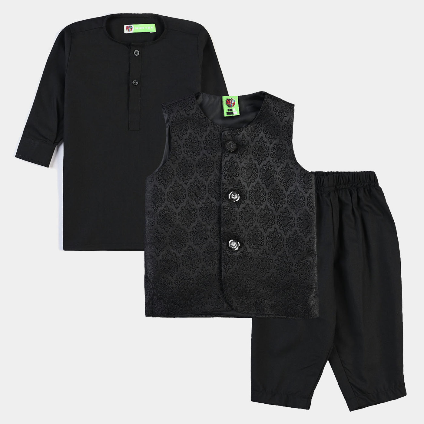 Infant Boys Poly Viscose 3 Piece Suit-BLACK