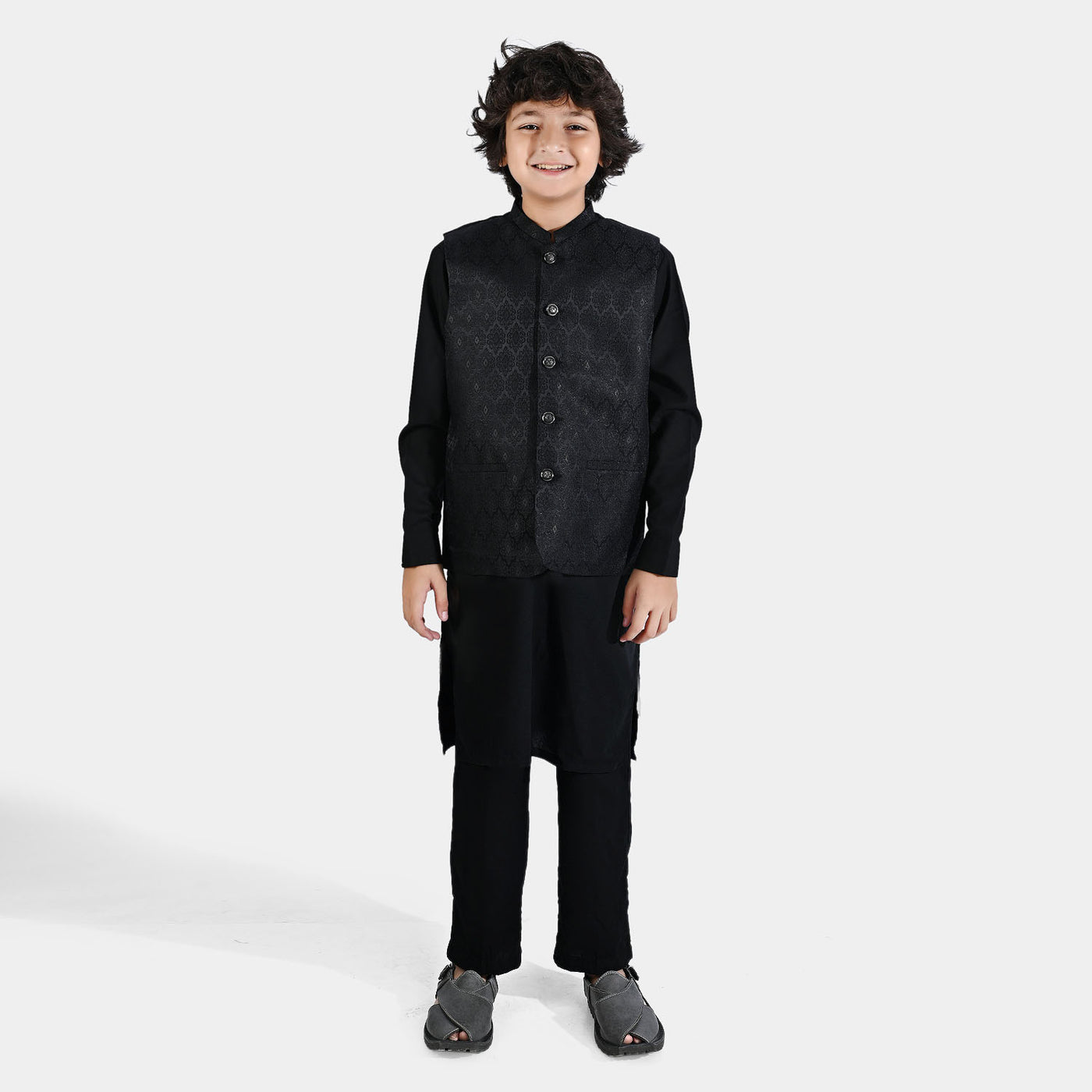 Boys Poly Viscose 3 Piece Suit-BLACK