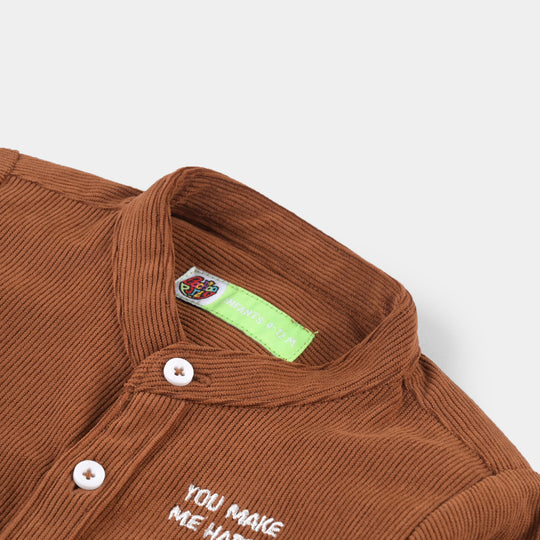 Infant Boys Corduroy Casual Shirt F/S (You Makeme happy)-D/BROWN