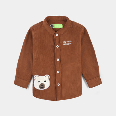 Infant Boys Corduroy Casual Shirt F/S (You Makeme happy)-D/BROWN