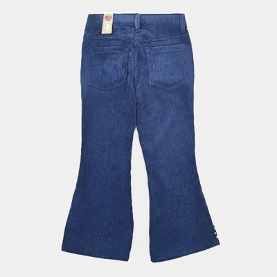 Girls Corduroy Pant Slit And Studs-NAVY