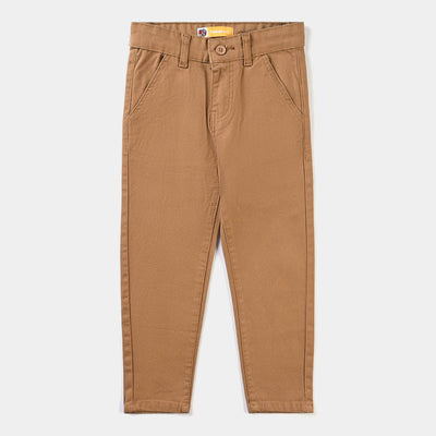 Boys Cotton Pant Solid-BROWN