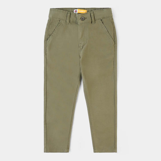 Boys Cotton Pant Solid-Olivine