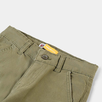 Boys Cotton Pant Solid-Olivine