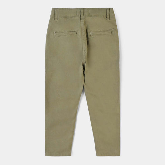 Boys Cotton Pant Solid-Olivine