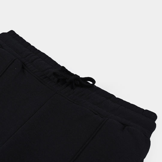 Teens Boys Fleece Trousers Basic Pleat-BLACK