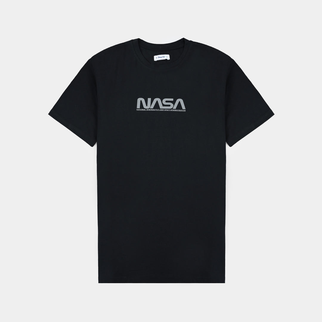 Teens Boys Lycra Jersey T-Shirt - Black/NASA