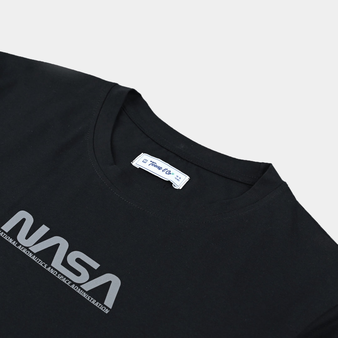 Teens Boys Lycra Jersey T-Shirt - Black/NASA