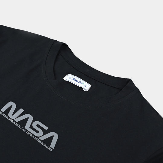 Teens Boys Lycra Jersey T-Shirt - Black/NASA
