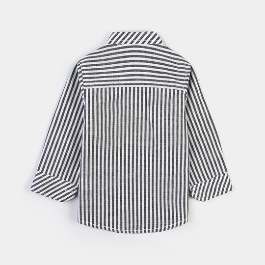 Infant Boys Yarn Dyed Woven Suit F/S Black Stripe-Black/White