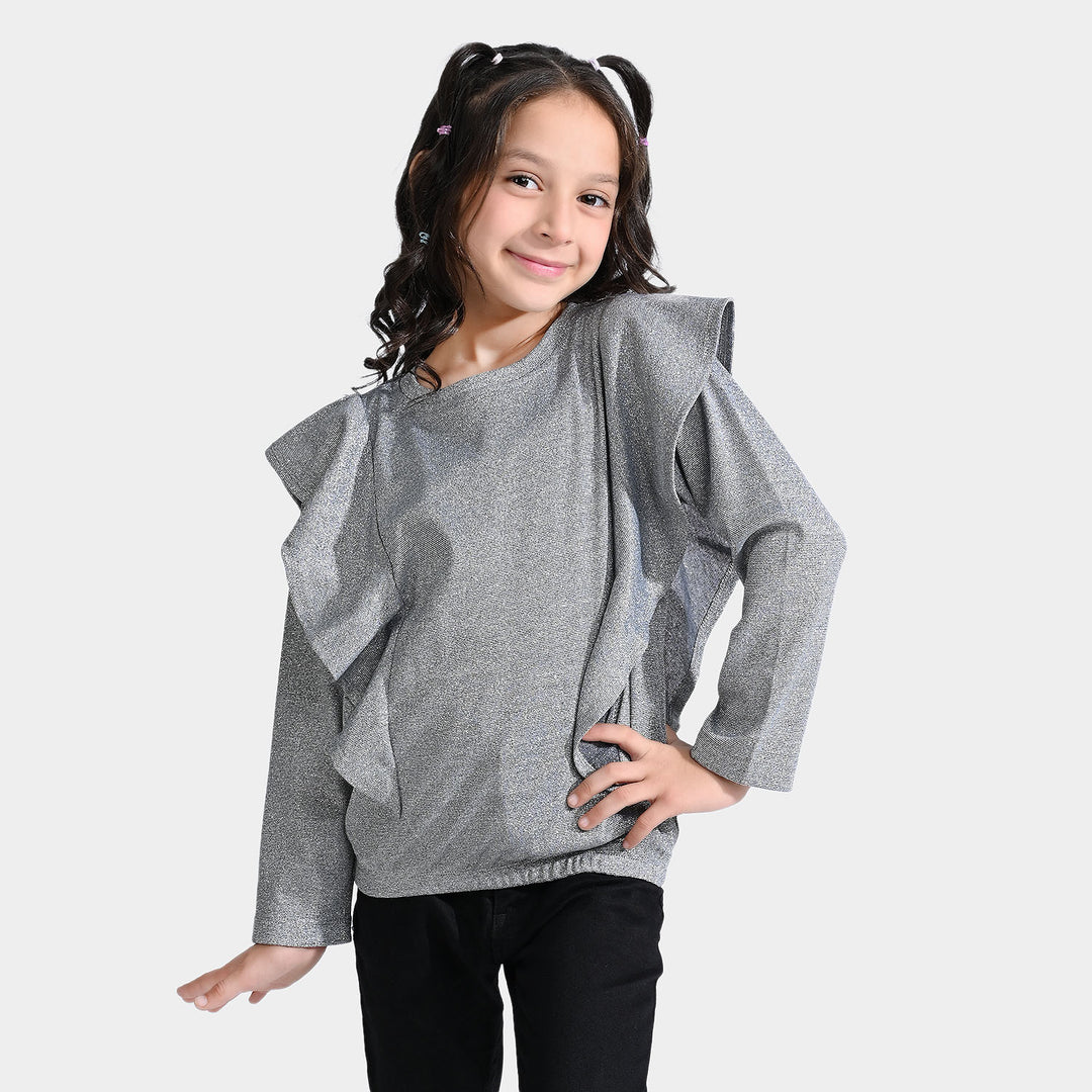 Girls Cotton Jersey T-Shirt F/S Moonlight-SILVER