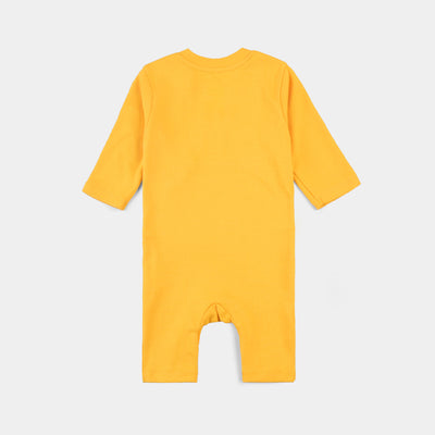 Infant Boys Cotton Interlock Knitted Romper Lion Face-Citrus