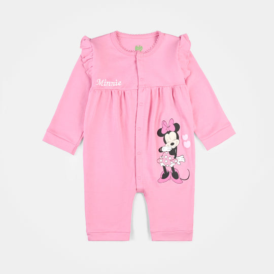 Infant Girls Cotton Interlock Knitted Romper Character Pink