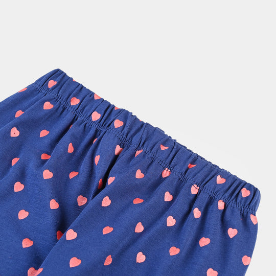 Girls Lycra Jersey Tights Heart-NAVY