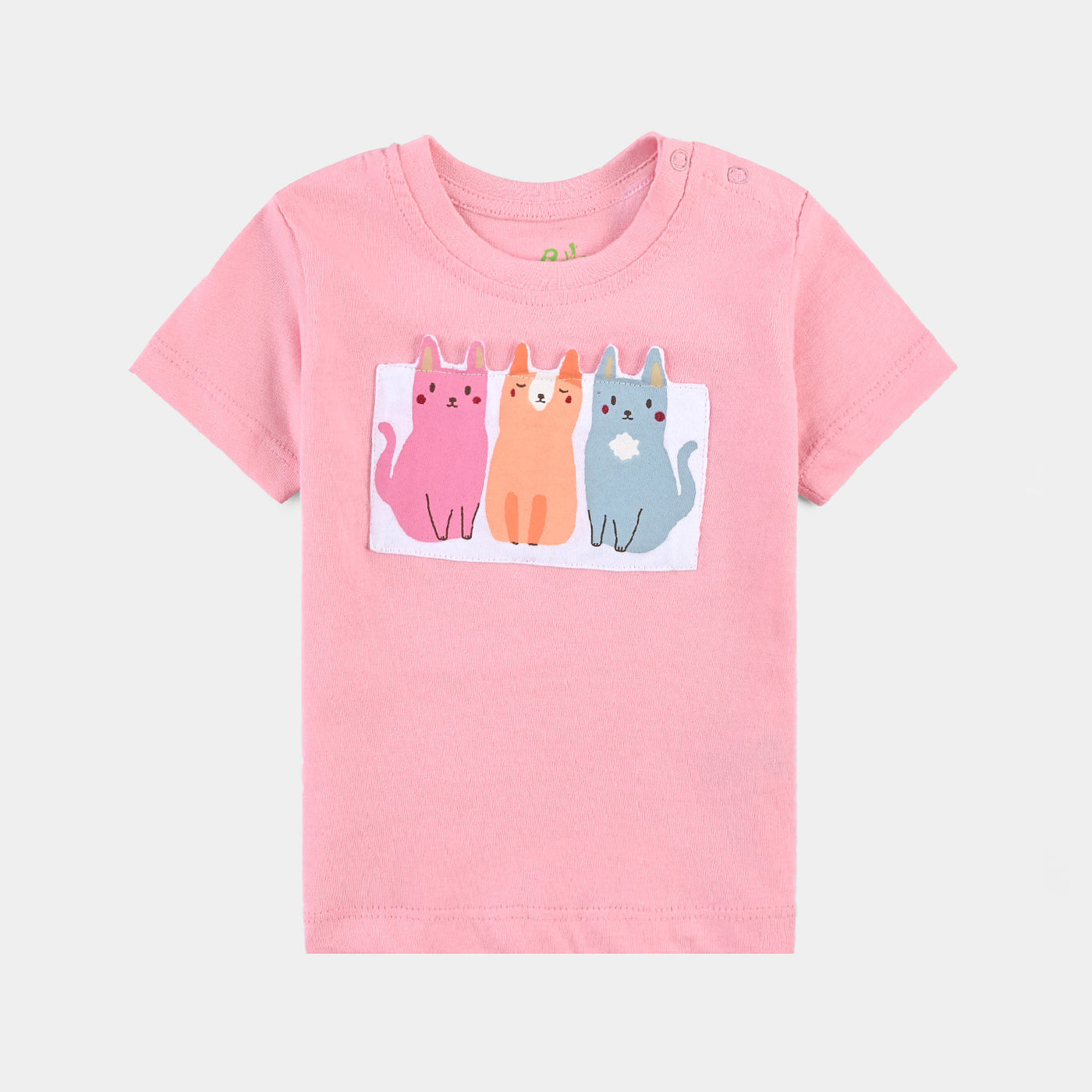 Infant Girls Cotton Jersey T-Shirt Cats-C.Pink