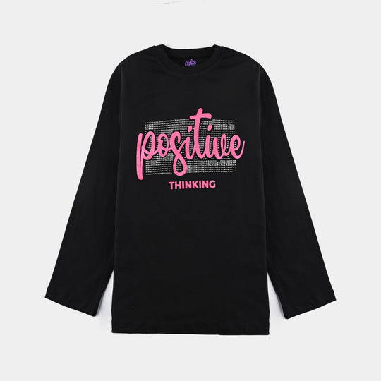 Girls Cotton Jersey T-Shirt F/S Positive-Jet Black