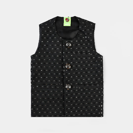 Infant Boys Poly Viscose Waistcoat (Sequence)-BLACK