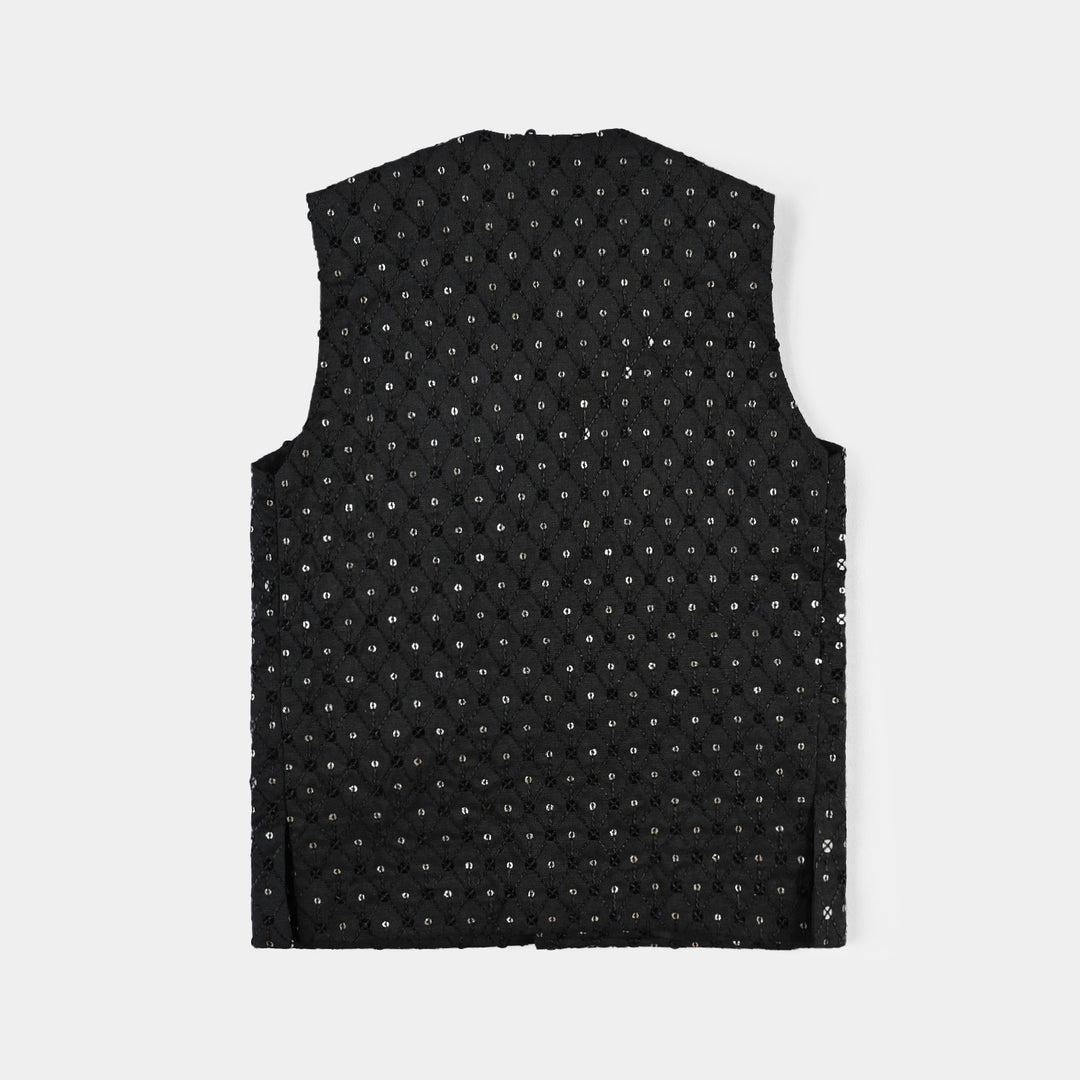 Infant Boys Poly Viscose Waistcoat (Sequence)-BLACK