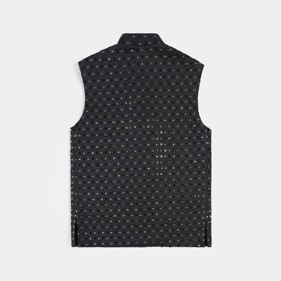 Boys Poly Viscose Waistcoat (sequence)-BLACK