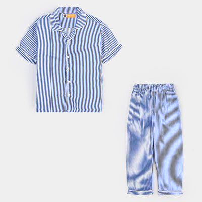 Boys Viscose Nightwear Blue Stripe-Blue/White