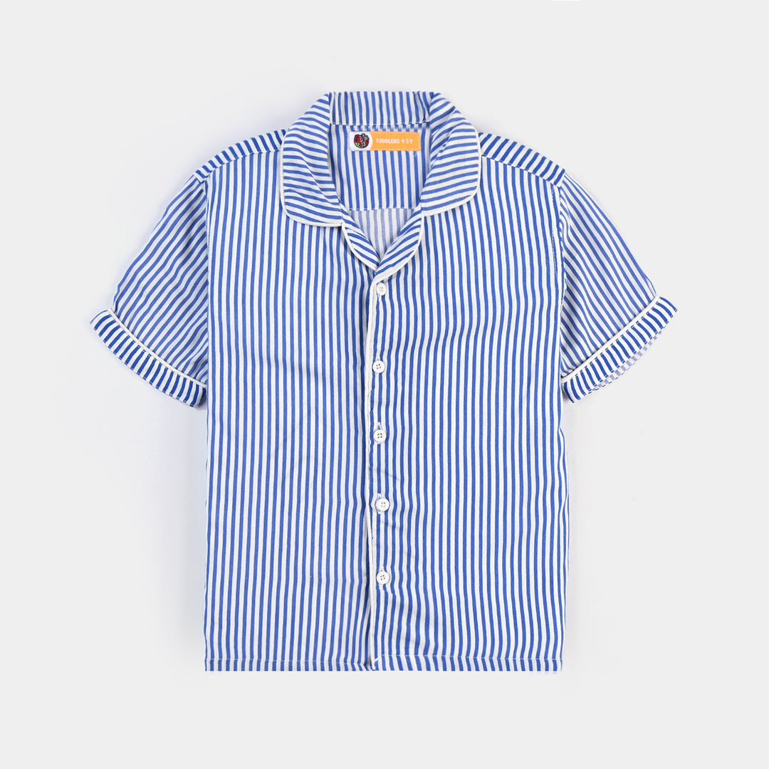 Boys Viscose Nightwear Blue Stripe-Blue/White