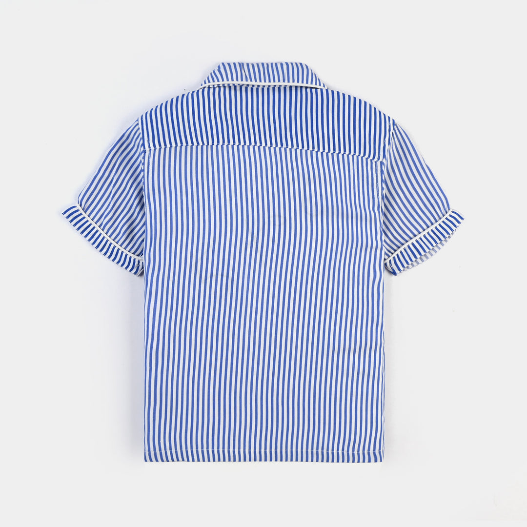 Boys Viscose Nightwear Blue Stripe-Blue/White