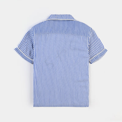 Boys Viscose Nightwear Blue Stripe-Blue/White