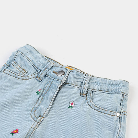 Girls Denim rigid Pant-Light Blue