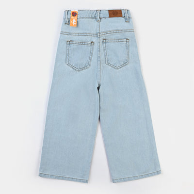 Girls Denim rigid Pant-Light Blue