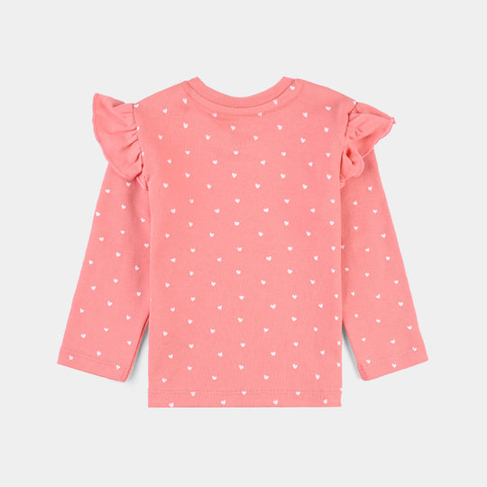 Infant Girls Cotton Interlock Knitted Suit-Shell Pink