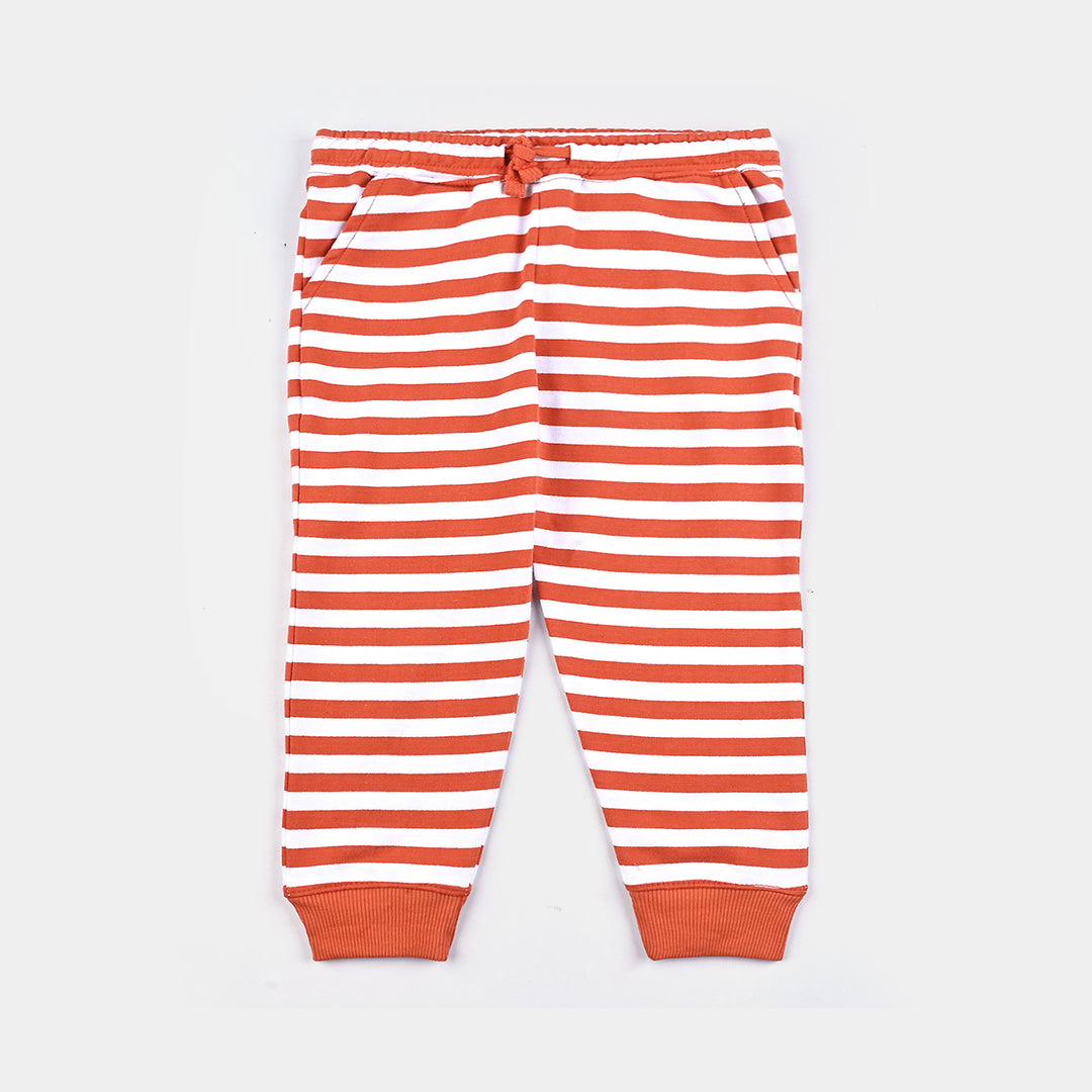 Infant Boys Cotton Terry Knitted Suit Extra Fun-Orange/White