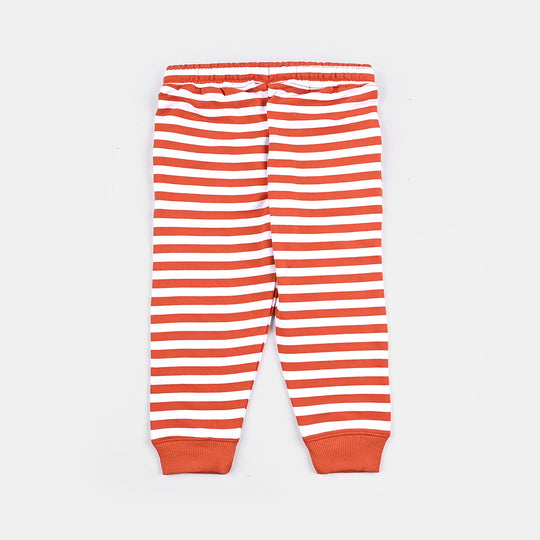 Infant Boys Cotton Terry Knitted Suit Extra Fun-Orange/White