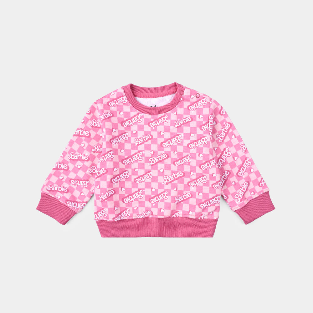 Infant Girls Cotton Terry Knitted Suit -Pink