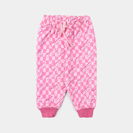 Infant Girls Cotton Terry Knitted Suit -Pink