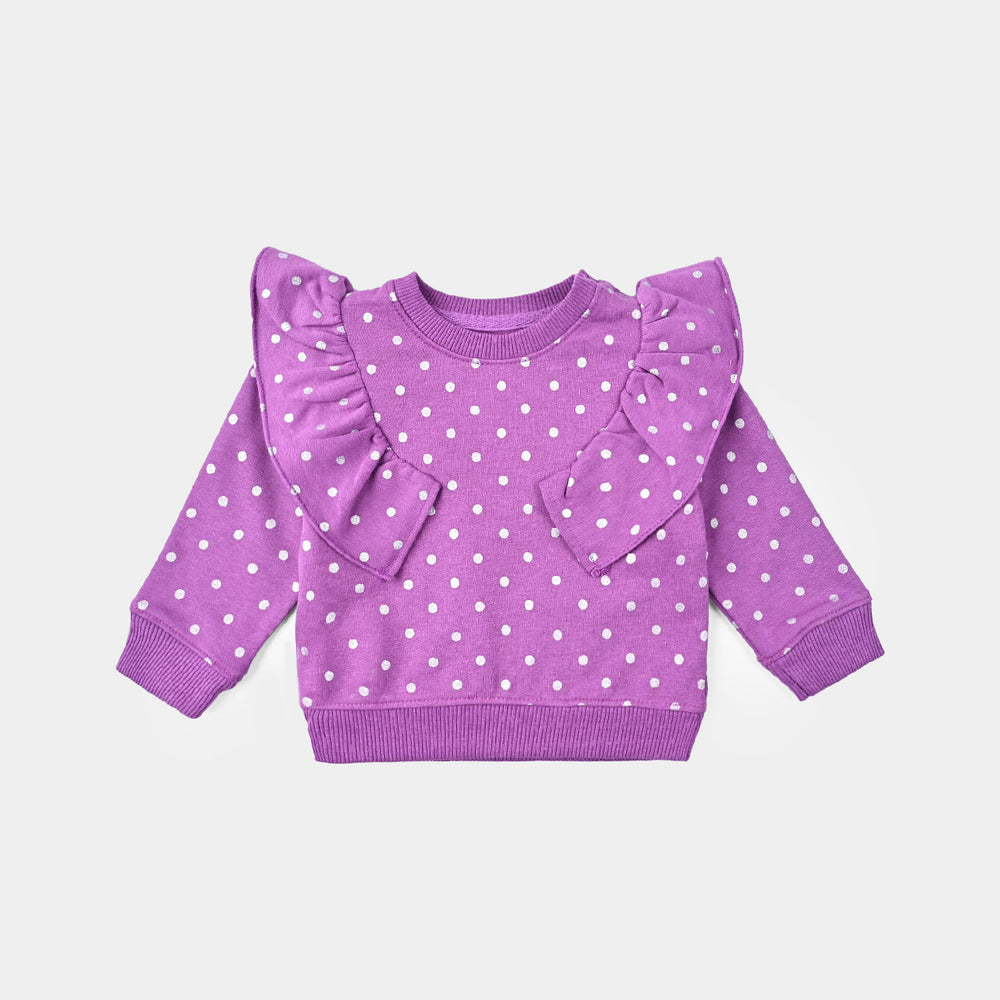 Infant Girls Cotton Terry Knitted Suit Polka Dot