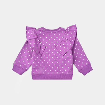 Infant Girls Cotton Terry Knitted Suit Polka Dot