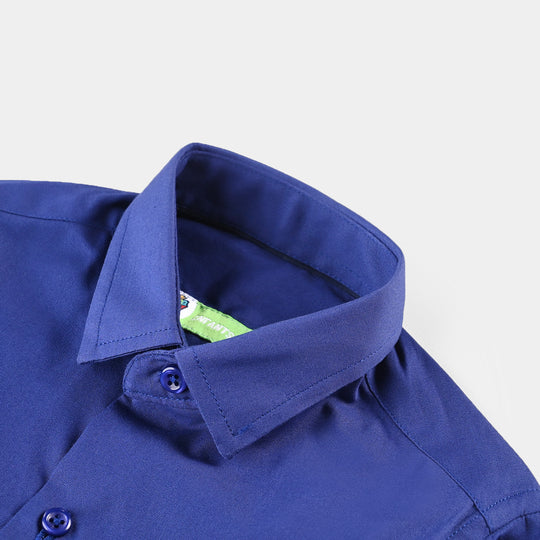 Infant Boys Cotton Poplin Formal Shirt-Navy Blue