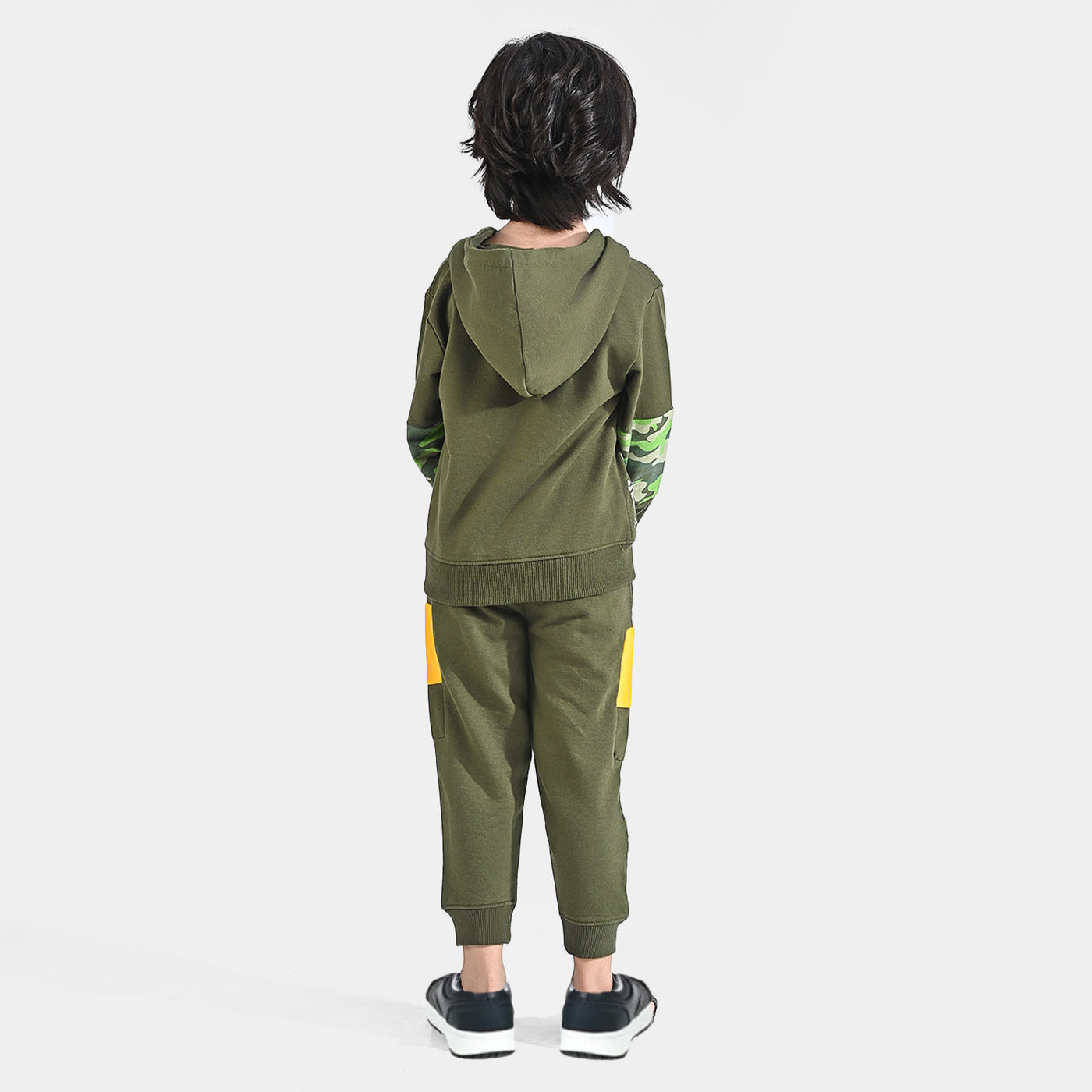 Boys Cotton Terry 2 Piece Suit Connected-Rifle Green